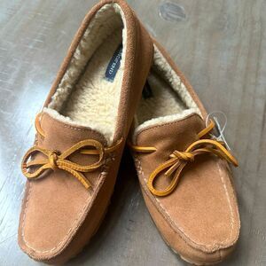 Lands End suede Cally moccasin slipper.